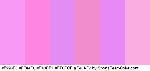 #F998F5 #FF84E0 #E18EF2 #EF8DCB #E48AF2 #F7AFE1 Colors