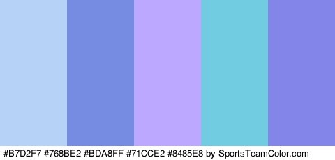 #B7D2F7 #768BE2 #BDA8FF #71CCE2 #8485E8 Colors