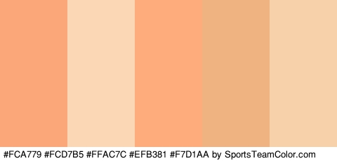 #FCA779 #FCD7B5 #FFAC7C #EFB381 #F7D1AA Colors