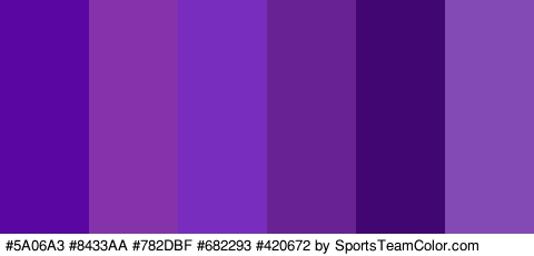 #5A06A3 #8433AA #782DBF #682293 #420672 #834AB5 Colors