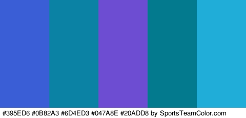 #395ED6 #0B82A3 #6D4ED3 #047A8E #20ADD8 Colors