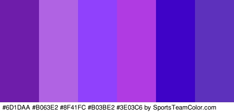 #6D1DAA #B063E2 #8F41FC #B03BE2 #3E03C6 #5D31BC Colors