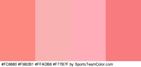 #FC8880 #F9B2B1 #FFADB8 #F77B7F Colors