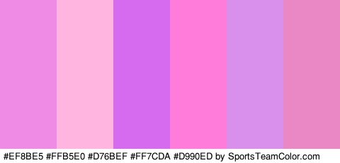 #EF8BE5 #FFB5E0 #D76BEF #FF7CDA #D990ED #EA88C6 Colors