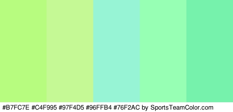 #B7FC7E #C4F995 #97F4D5 #96FFB4 #76F2AC Colors