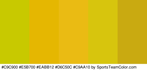 #C9C900 #E5B700 #EABB12 #D6C50C #C9AA10 Colors