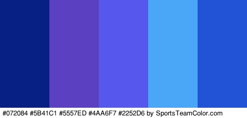 #072084 #5B41C1 #5557ED #4AA6F7 #2252D6 Colors