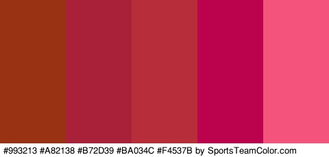 #993213 #A82138 #B72D39 #BA034C #F4537B Colors