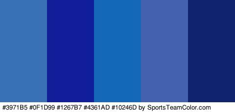 #3971B5 #0F1D99 #1267B7 #4361AD #10246D Colors