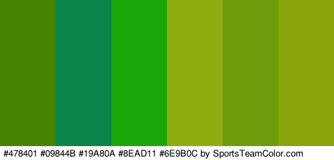 #478401 #09844B #19A80A #8EAD11 #6E9B0C #89A50B Colors