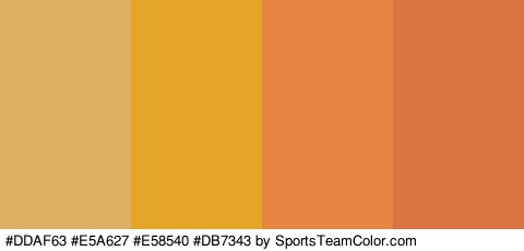 #DDAF63 #E5A627 #E58540 #DB7343 Colors