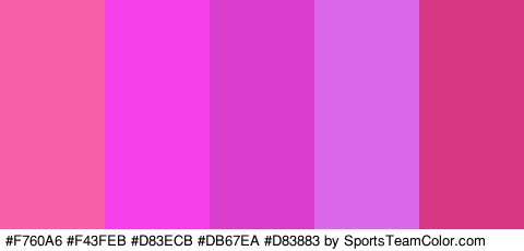 #F760A6 #F43FEB #D83ECB #DB67EA #D83883 Colors