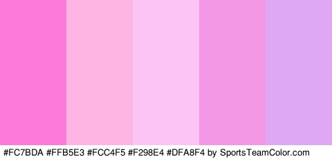 #FC7BDA #FFB5E3 #FCC4F5 #F298E4 #DFA8F4 Colors