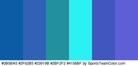 #0B5BA5 #2F62B5 #23919B #2BF2F2 #4156BF #5E5ED6 Colors