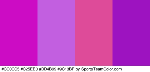 #CC0CC5 #C25EE0 #DD4B99 #9C13BF Colors