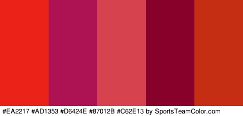 #EA2217 #AD1353 #D6424E #87012B #C62E13 Colors