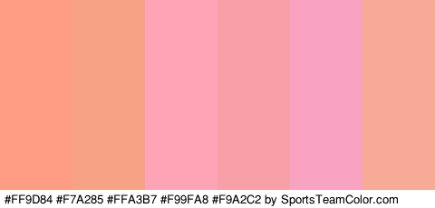 #FF9D84 #F7A285 #FFA3B7 #F99FA8 #F9A2C2 #F7AA96 Colors