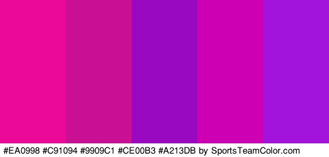 #EA0998 #C91094 #9909C1 #CE00B3 #A213DB Colors