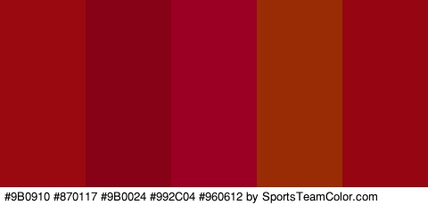 #9B0910 #870117 #9B0024 #992C04 #960612 Colors