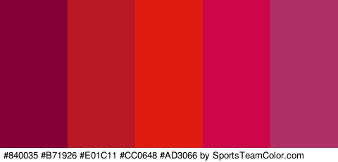 #840035 #B71926 #E01C11 #CC0648 #AD3066 Colors