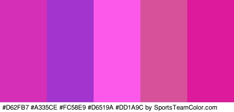 #D62FB7 #A335CE #FC58E9 #D6519A #DD1A9C Colors