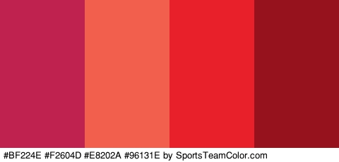 #BF224E #F2604D #E8202A #96131E Colors