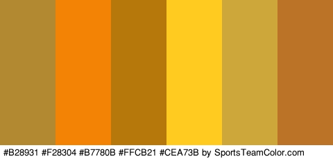 #B28931 #F28304 #B7780B #FFCB21 #CEA73B #BA7327 Colors