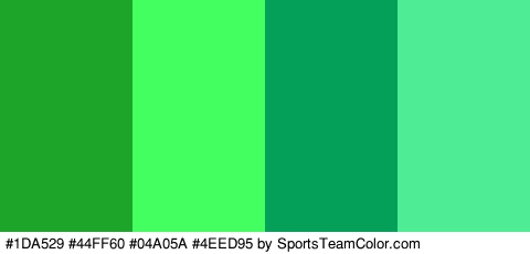 #1DA529 #44FF60 #04A05A #4EED95 Colors