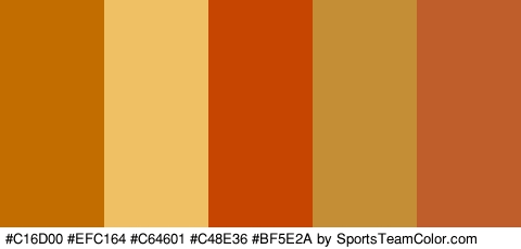 #C16D00 #EFC164 #C64601 #C48E36 #BF5E2A Colors