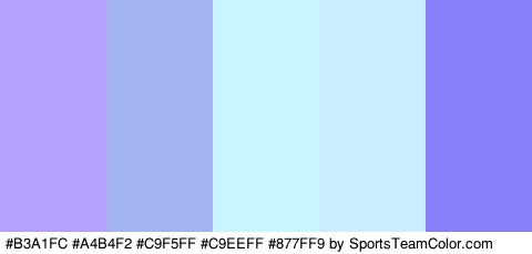 #B3A1FC #A4B4F2 #C9F5FF #C9EEFF #877FF9 Colors