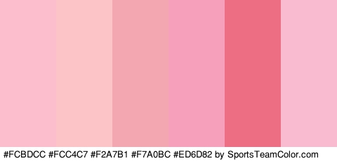 #FCBDCC #FCC4C7 #F2A7B1 #F7A0BC #ED6D82 #F9BBD0 Colors