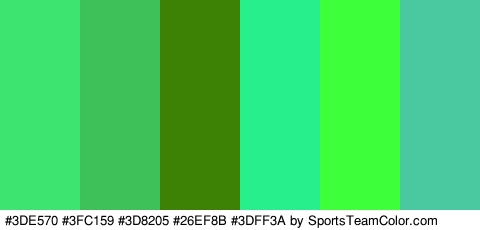 #3DE570 #3FC159 #3D8205 #26EF8B #3DFF3A #4AC9A1 Colors