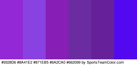 #9328D6 #8A41E2 #871EB5 #6A2CA0 #662099 #5209EF Colors