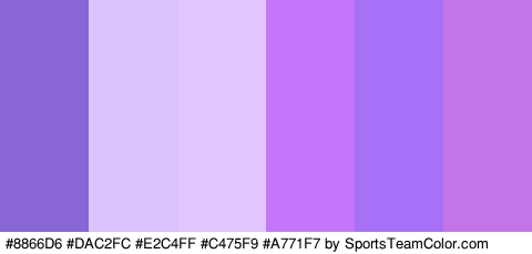 #8866D6 #DAC2FC #E2C4FF #C475F9 #A771F7 #C374E8 Colors