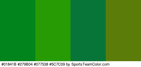 #01841B #279B04 #077538 #5C7C09 Colors