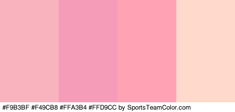 #F9B3BF #F49CB8 #FFA3B4 #FFD9CC Colors