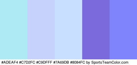 #ADEAF4 #C7D2FC #C9DFFF #7A69DB #8084FC Colors