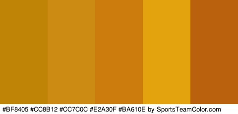 #BF8405 #CC8B12 #CC7C0C #E2A30F #BA610E Colors