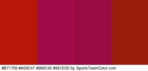 #B71709 #A00C47 #990C42 #991E0D Colors