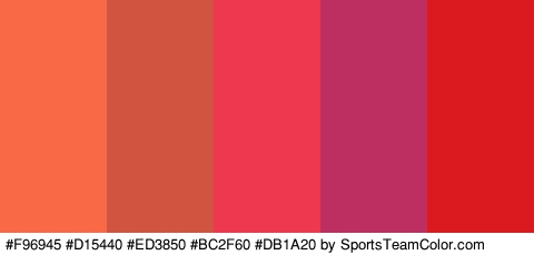 #F96945 #D15440 #ED3850 #BC2F60 #DB1A20 Colors