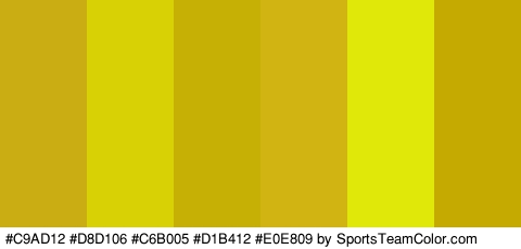 #C9AD12 #D8D106 #C6B005 #D1B412 #E0E809 #C4AA01 Colors