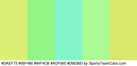 #DAEF73 #95F486 #84F4CB #ADF995 #D9E86D Colors