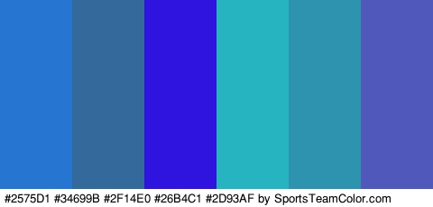 #2575D1 #34699B #2F14E0 #26B4C1 #2D93AF #5158BC Colors