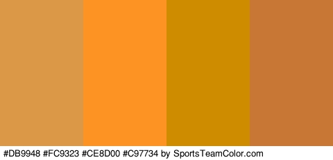 #DB9948 #FC9323 #CE8D00 #C97734 Colors