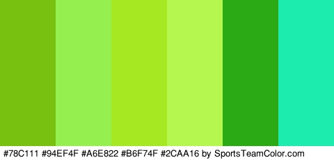 #78C111 #94EF4F #A6E822 #B6F74F #2CAA16 #1CEDAE Colors