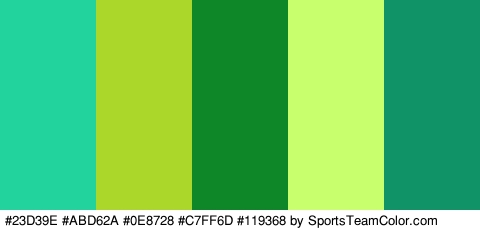 #23D39E #ABD62A #0E8728 #C7FF6D #119368 Colors