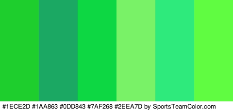 #1ECE2D #1AA863 #0DD843 #7AF268 #2EEA7D #60FC41 Colors