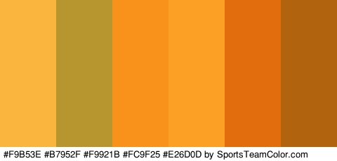 #F9B53E #B7952F #F9921B #FC9F25 #E26D0D #B2630E Colors