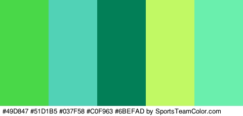 #49D847 #51D1B5 #037F58 #C0F963 #6BEFAD Colors