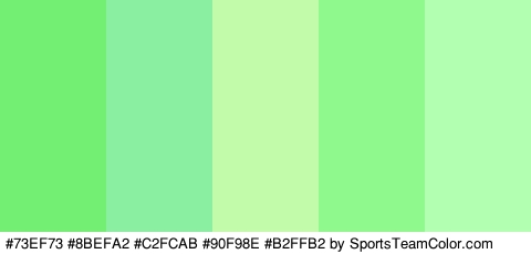 #73EF73 #8BEFA2 #C2FCAB #90F98E #B2FFB2 Colors